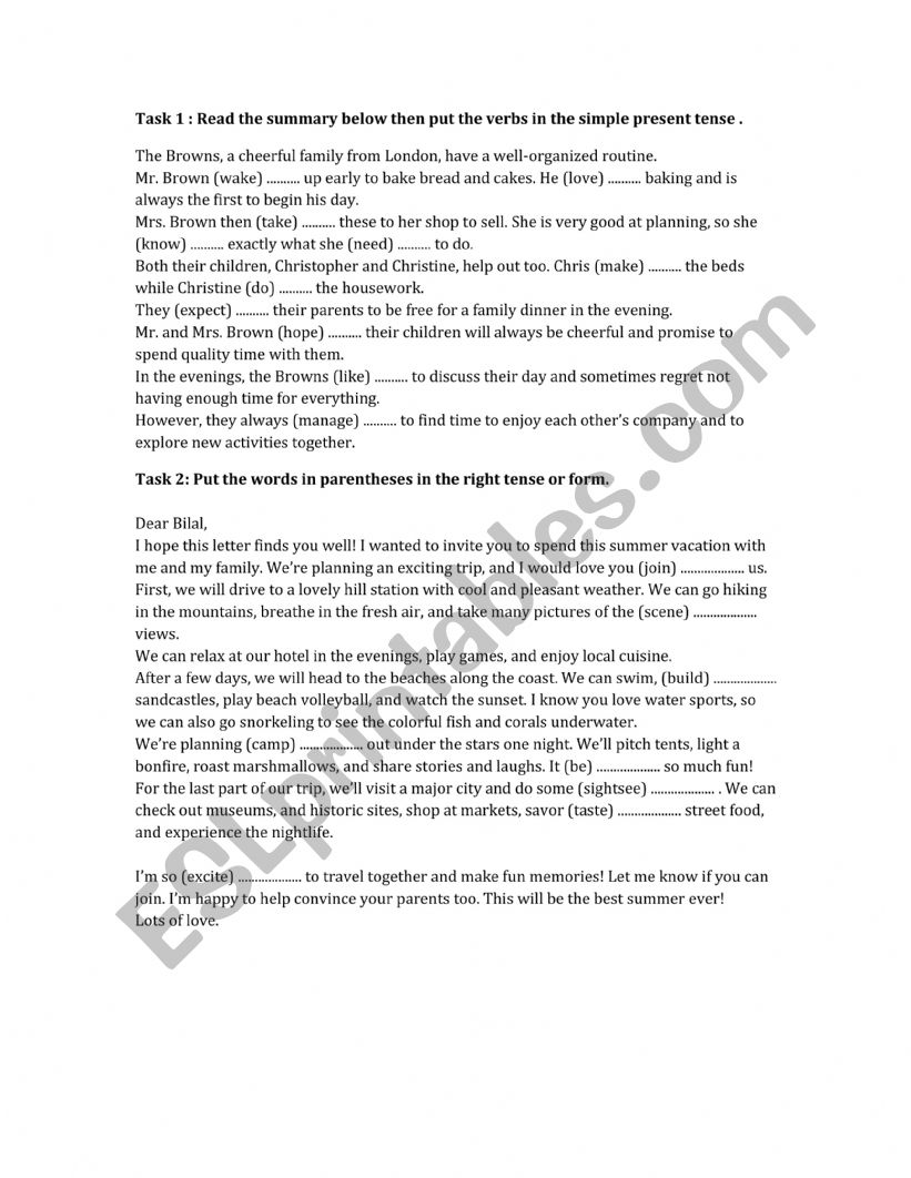8th form  worksheet