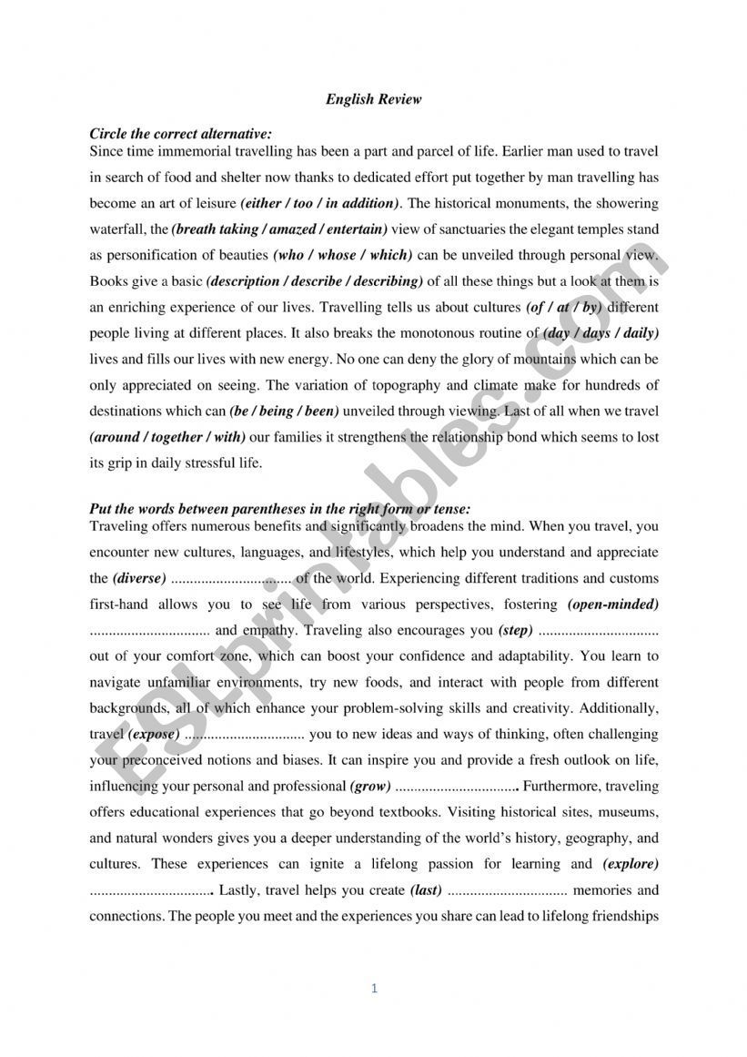 review worksheet
