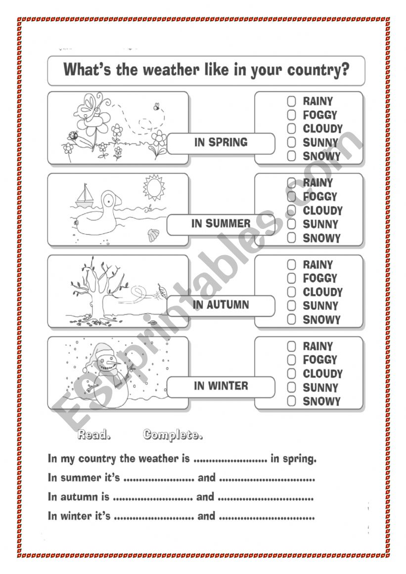 Weather worksheet