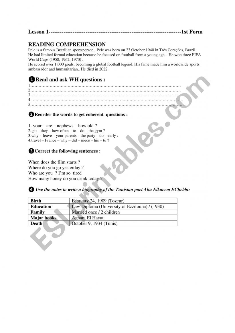 lesson 1 worksheet