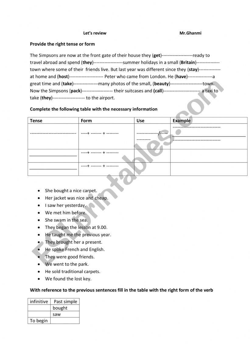 Review as a starter for eighth formers