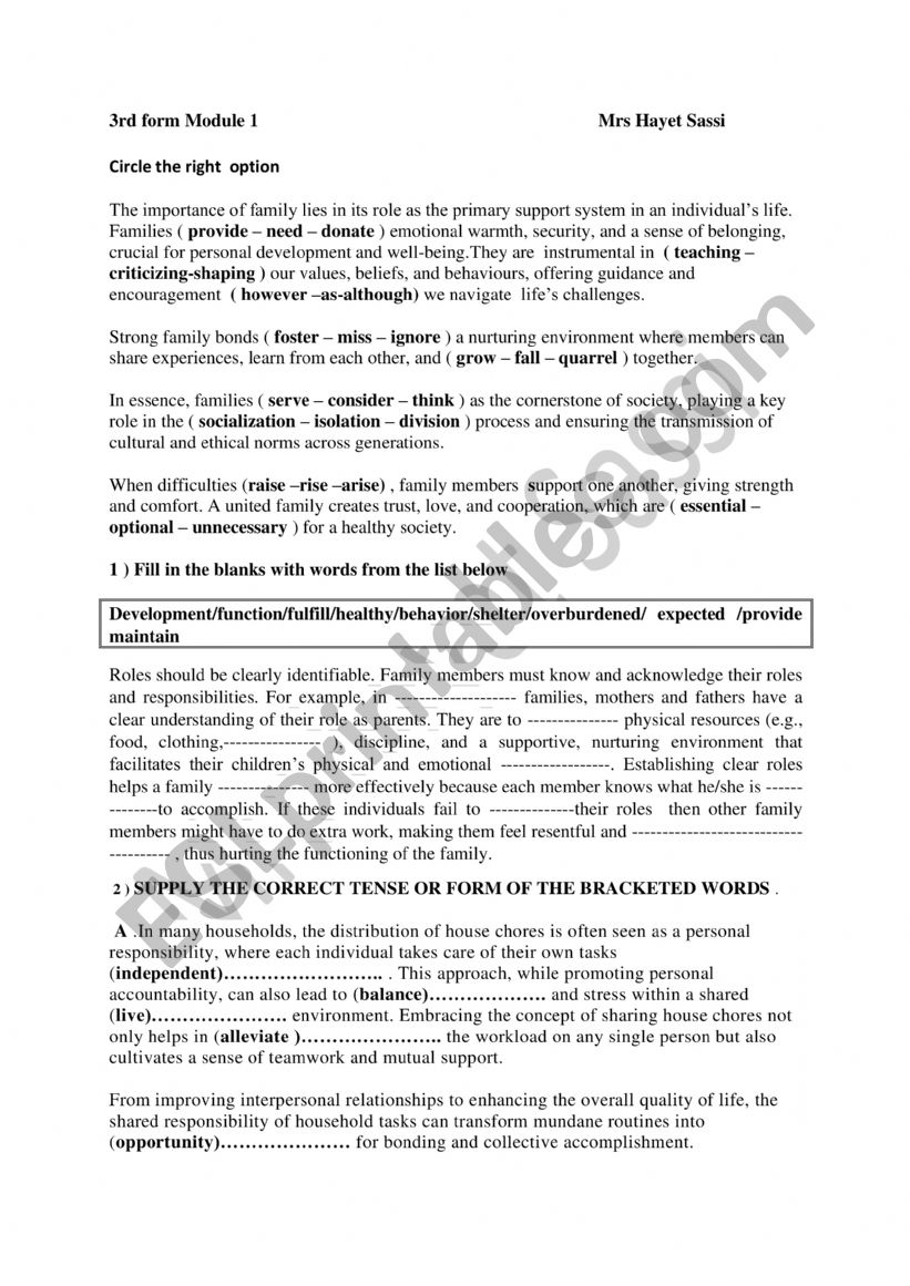 consolidation tasks-module 1 worksheet