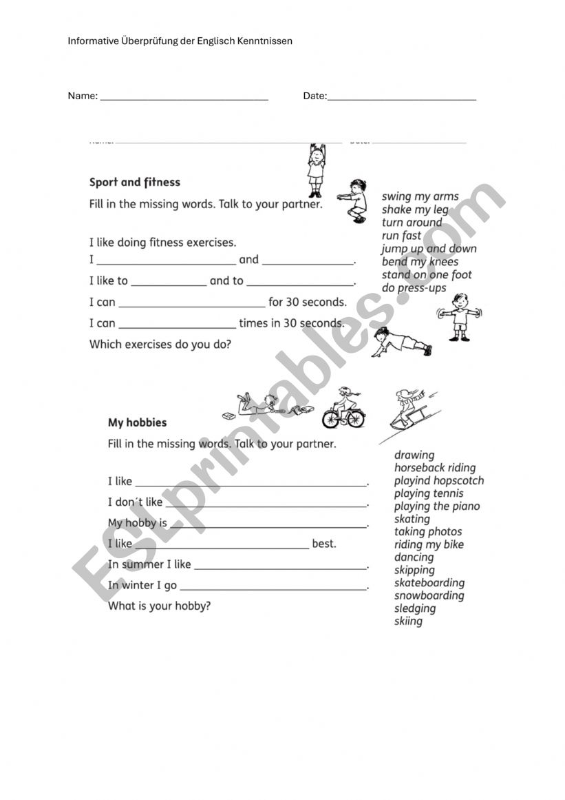 Englisch Test worksheet
