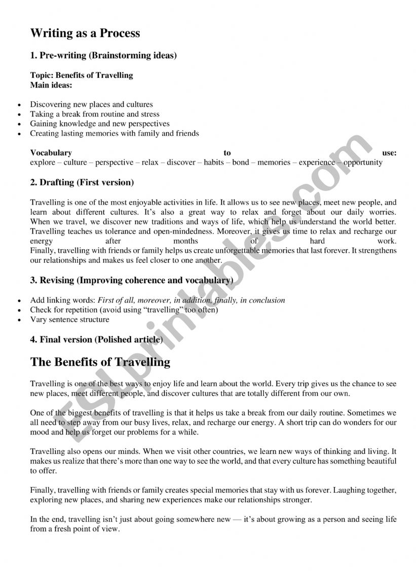 writing as a process ( benefits of traveling