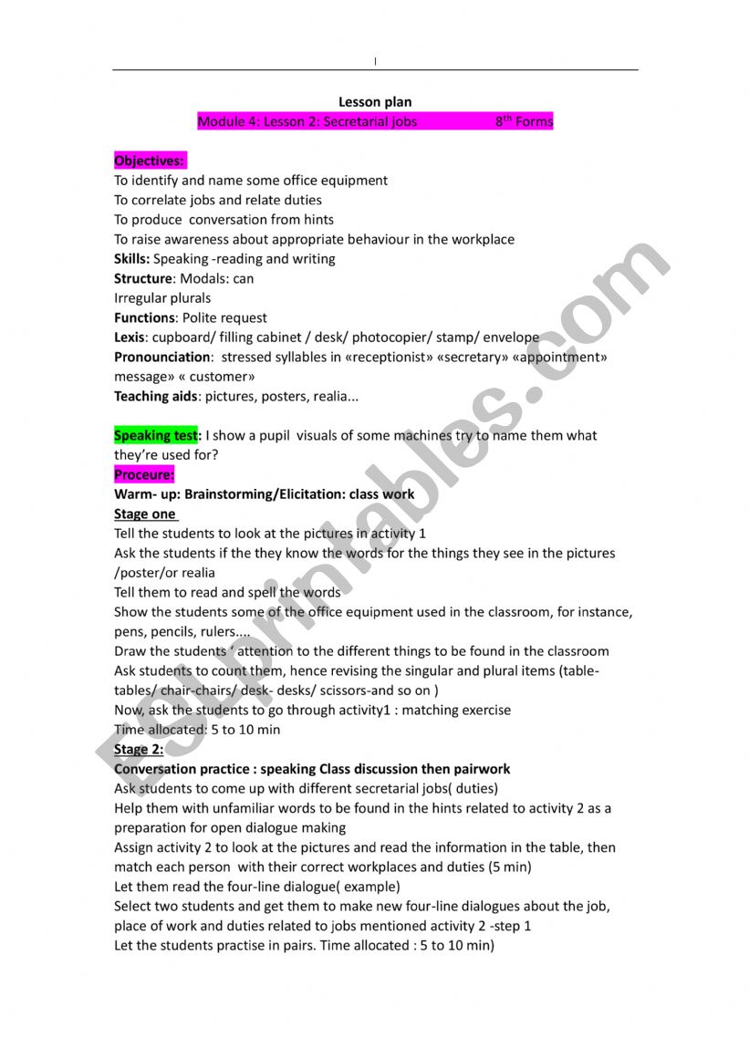 lesson plan worksheet