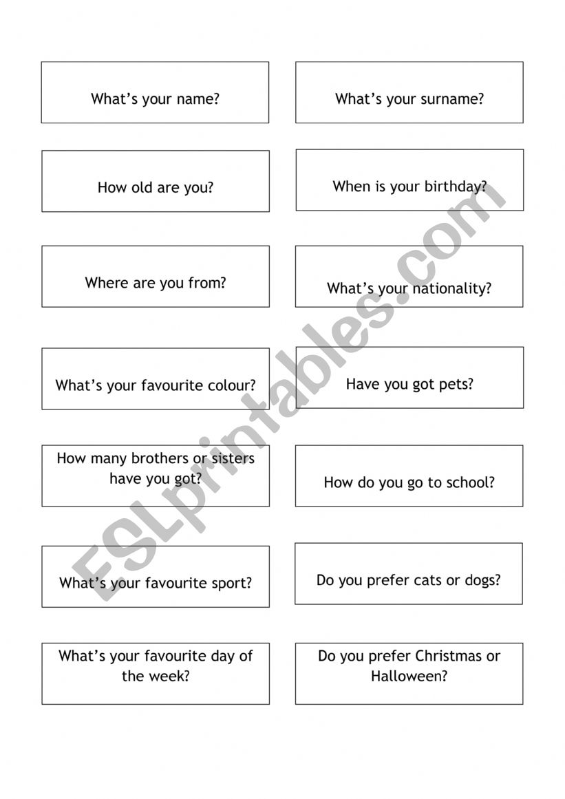 Speaking Cards - 1 worksheet