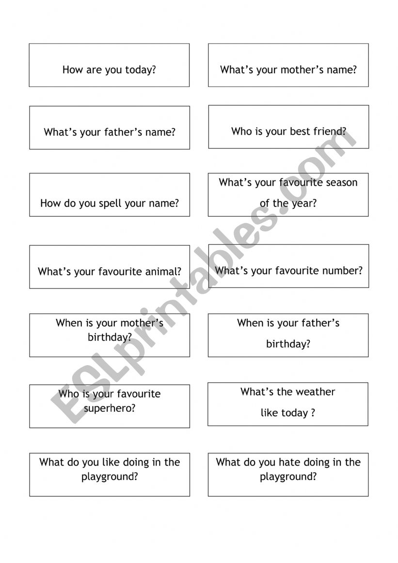 Speaking Cards - 2  worksheet