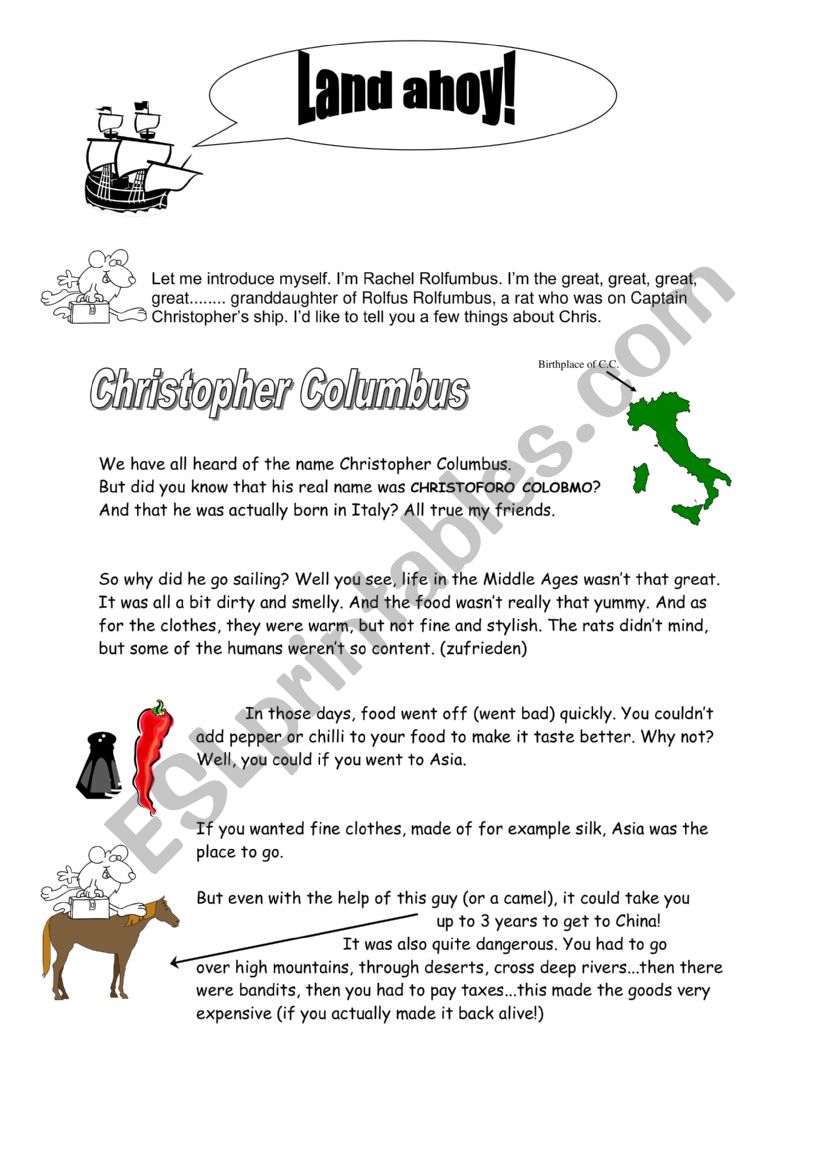 Christopher Columbus worksheet