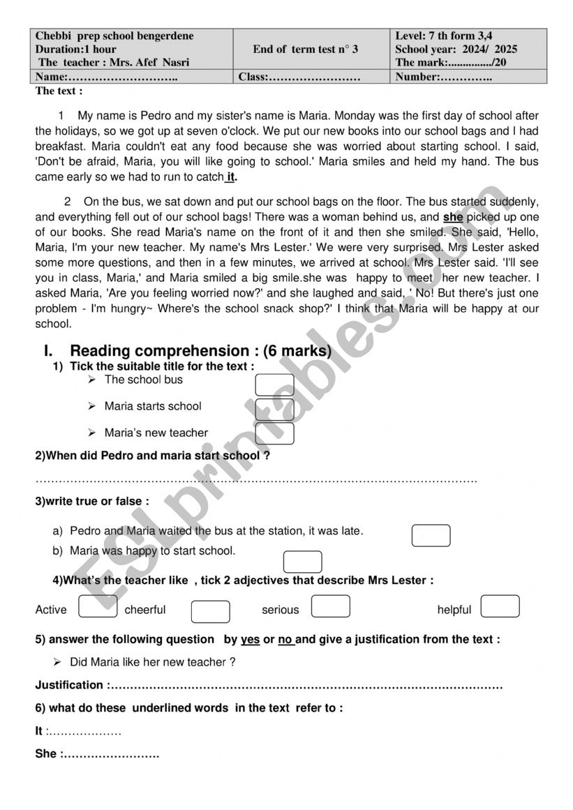 end of term test n3 7 th from worksheet
