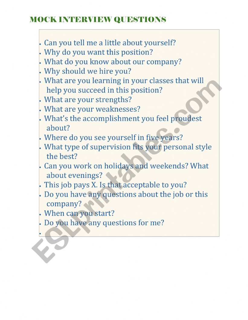 tell me about you worksheet