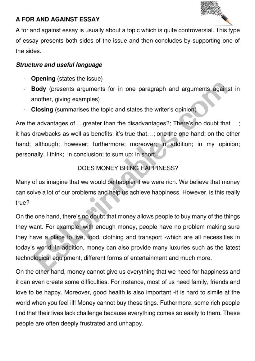 How to write a for and against essay