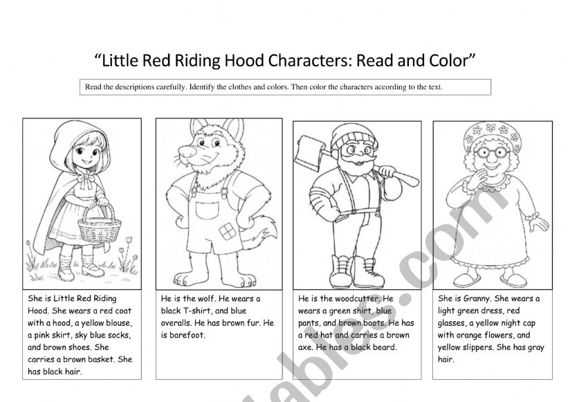 little red riding hood coloring clothes
