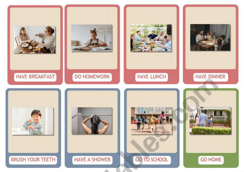 daily routines flashcards worksheet