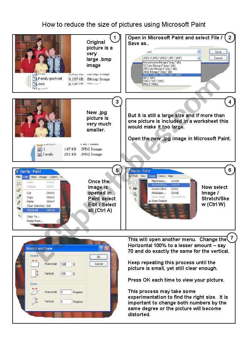 Tutorial - How to reduce size of pictures using PAINT