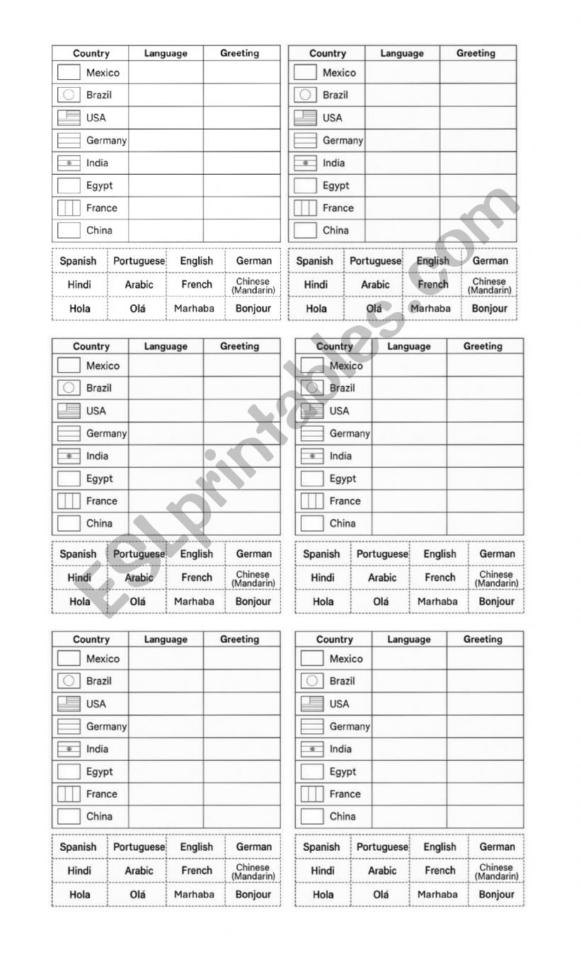 Flags Languages and Greetings Cut and Paste