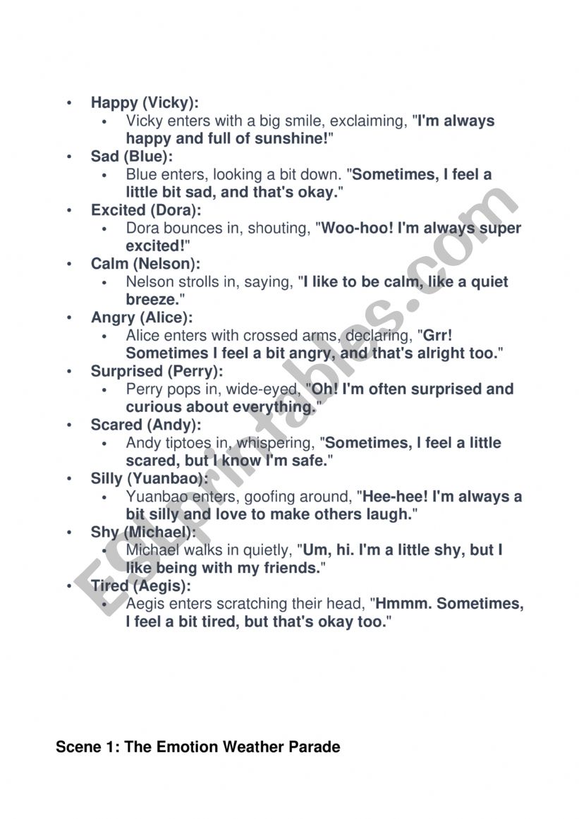 A Role Play worksheet