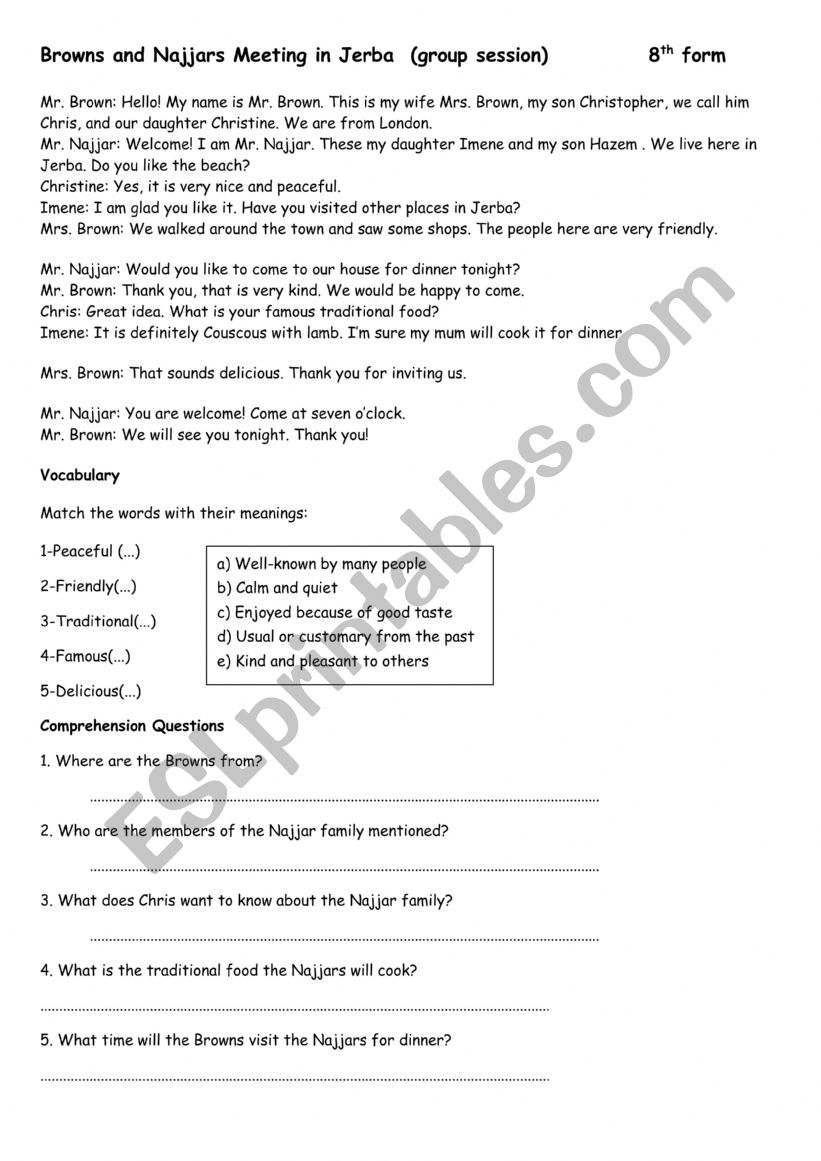 meet the Browns group session worksheet