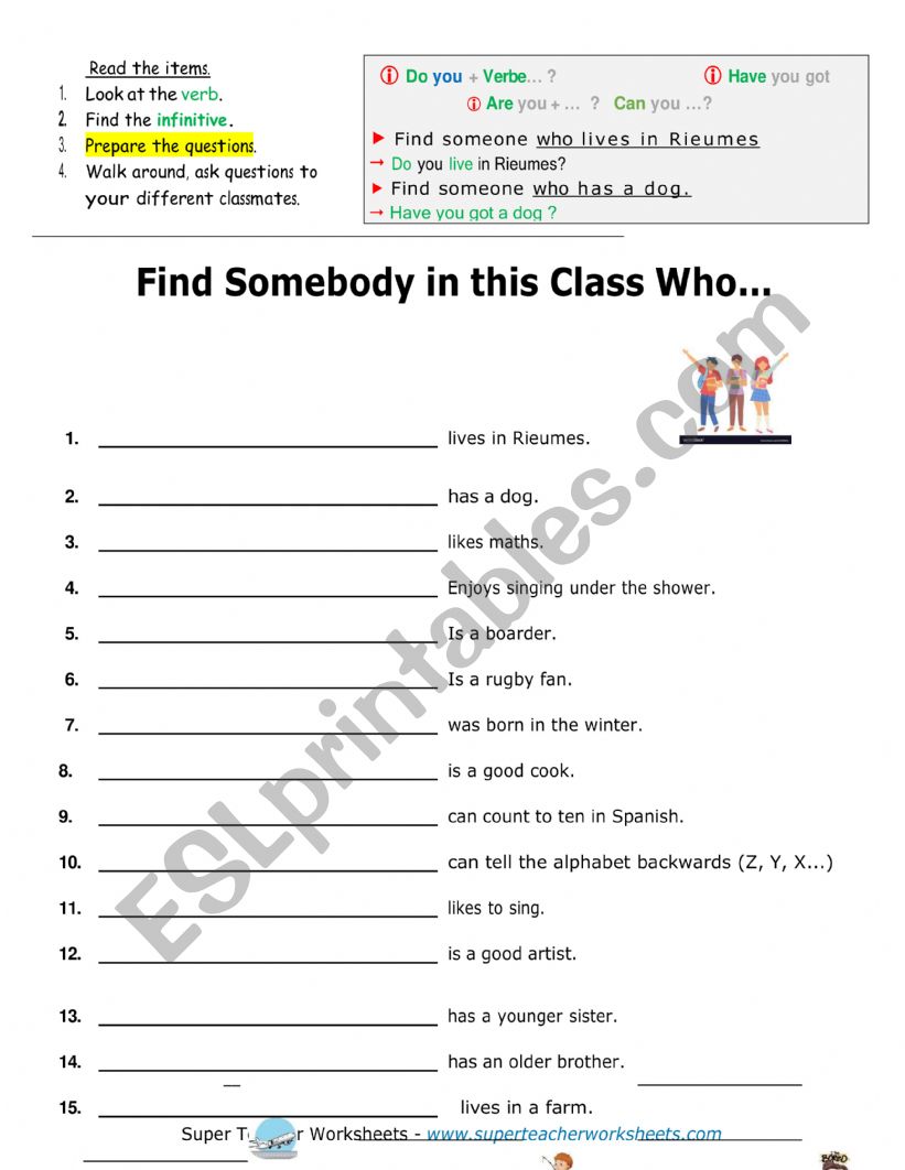 Find someone who worksheet