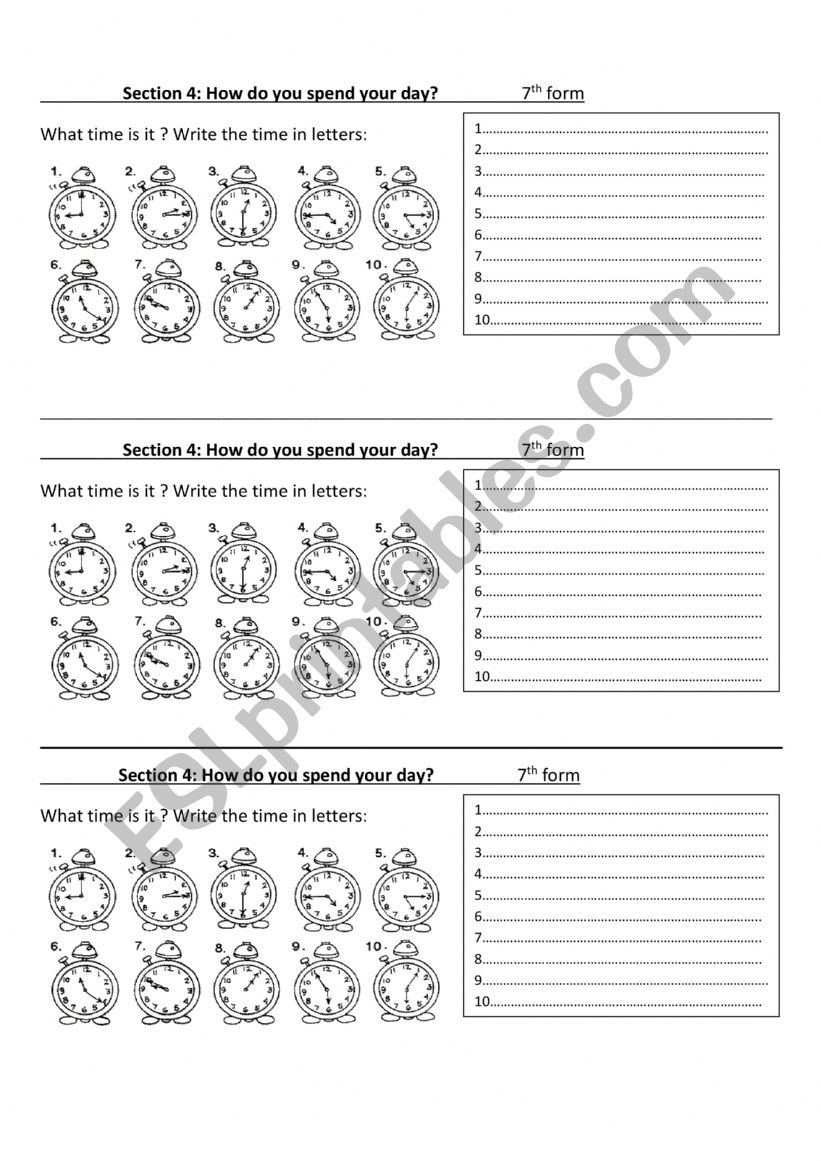 time worksheet
