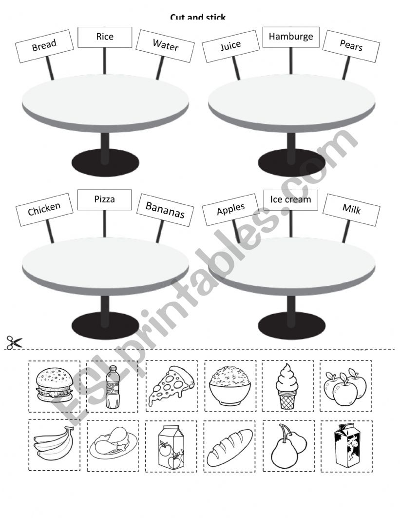 Food vocabulary worksheet