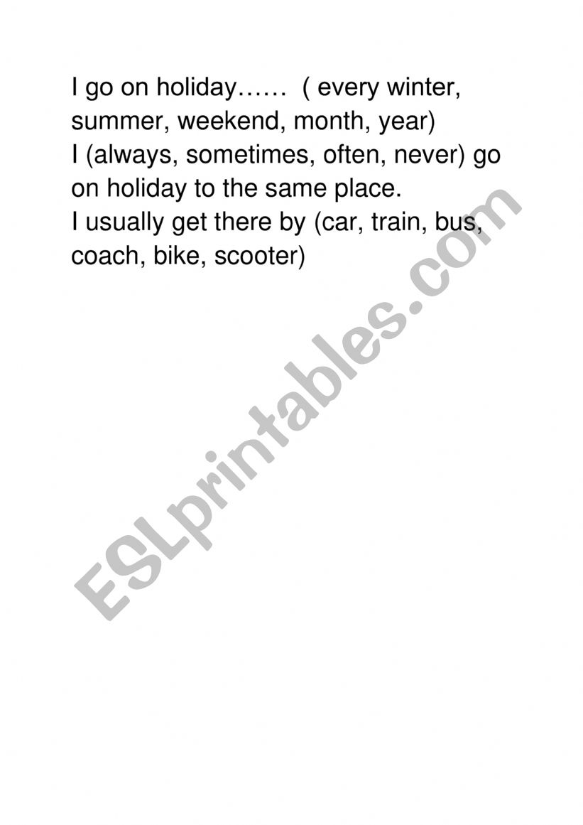Speaking card worksheet