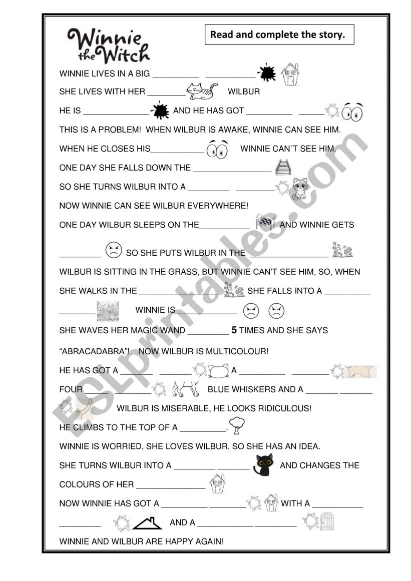 Winnie the witch and Wilbur : cloze test and questions