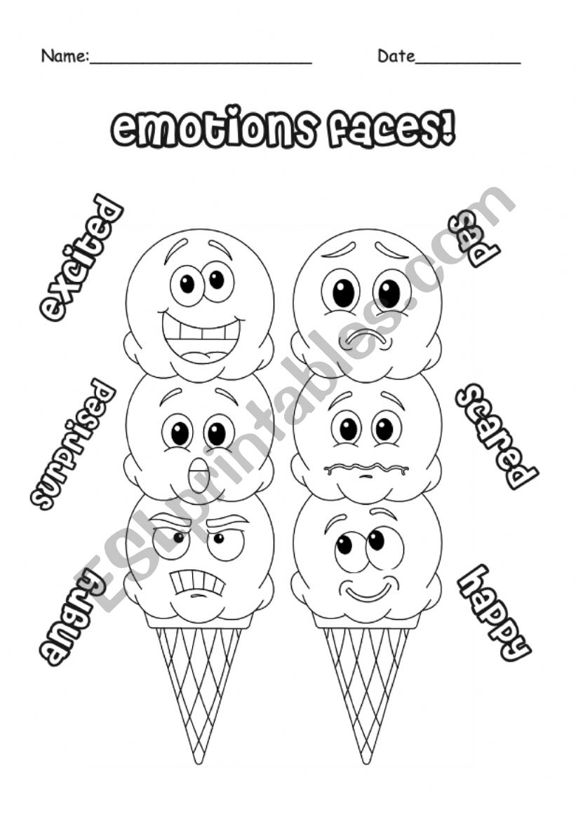 Emotions faces worksheet