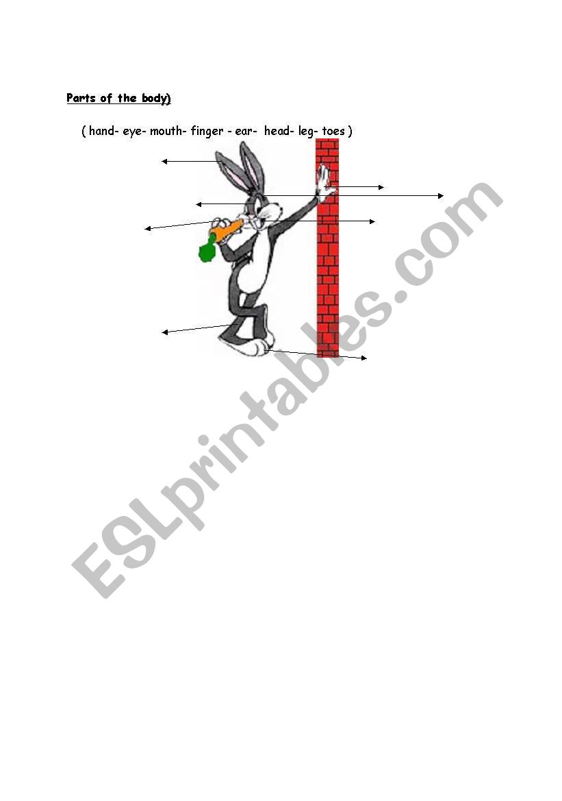 parts of the body with Bugs Bunny