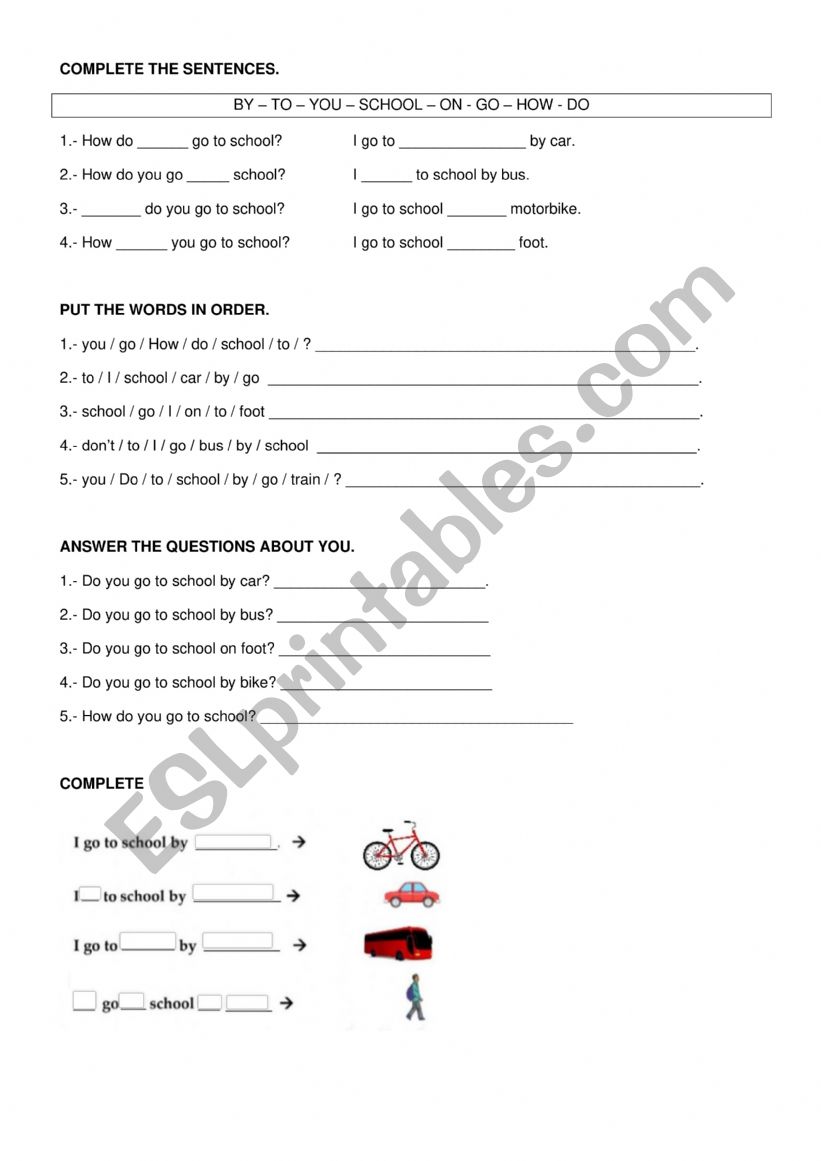 HOW DO YOU GO TO SCHOOL? worksheet