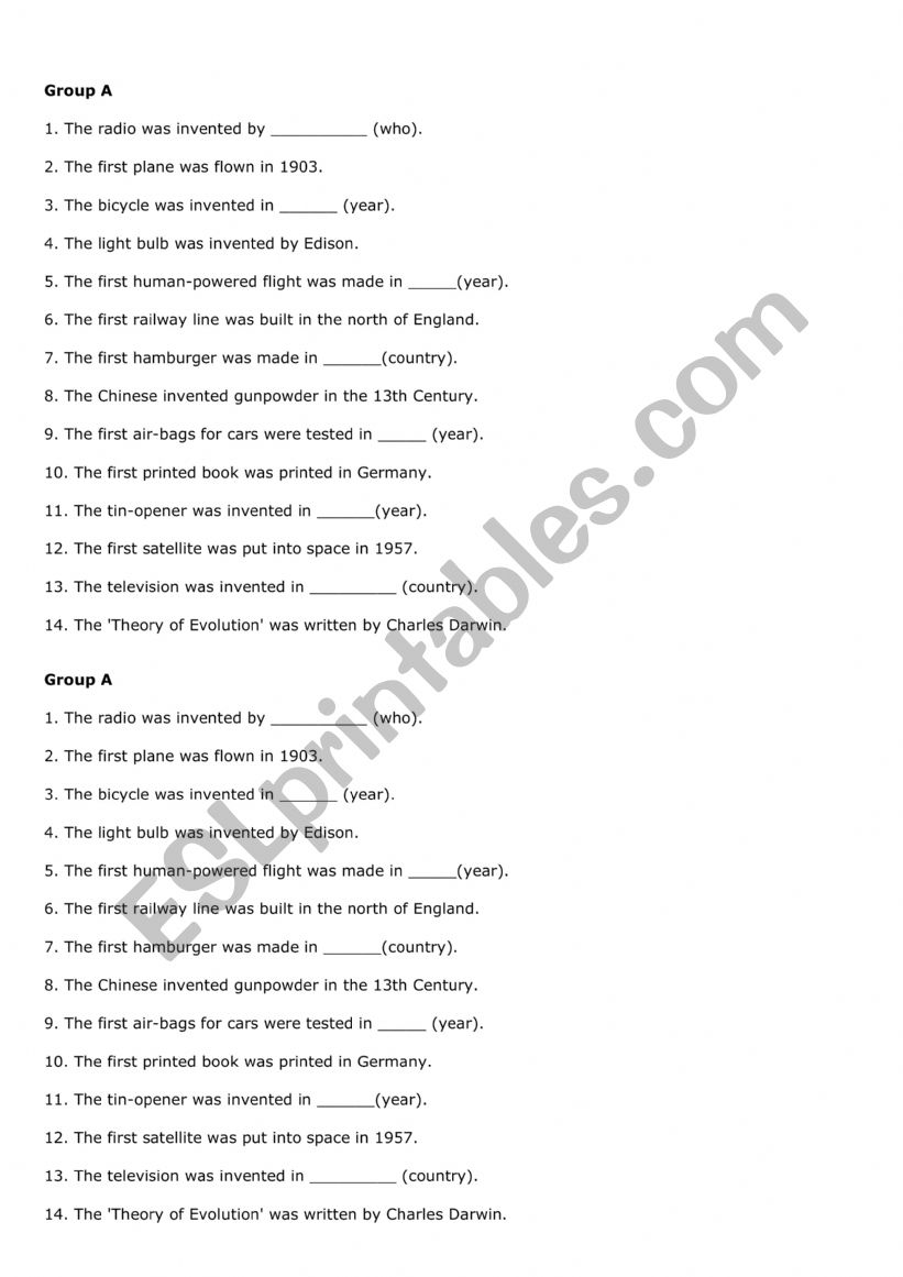 info gap passive voice worksheet