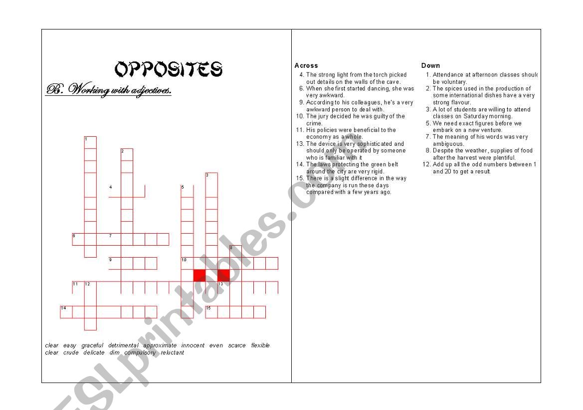 Opposites (Adjectives) worksheet