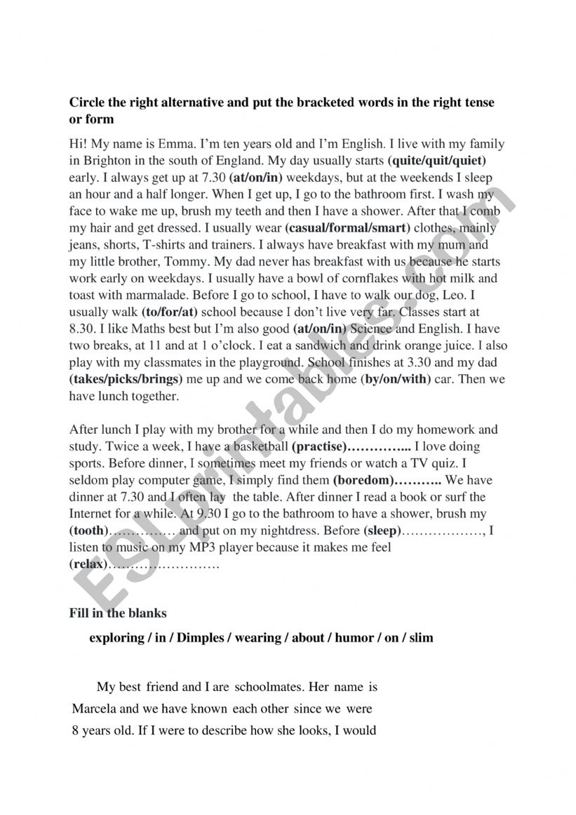 Review 7th form worksheet