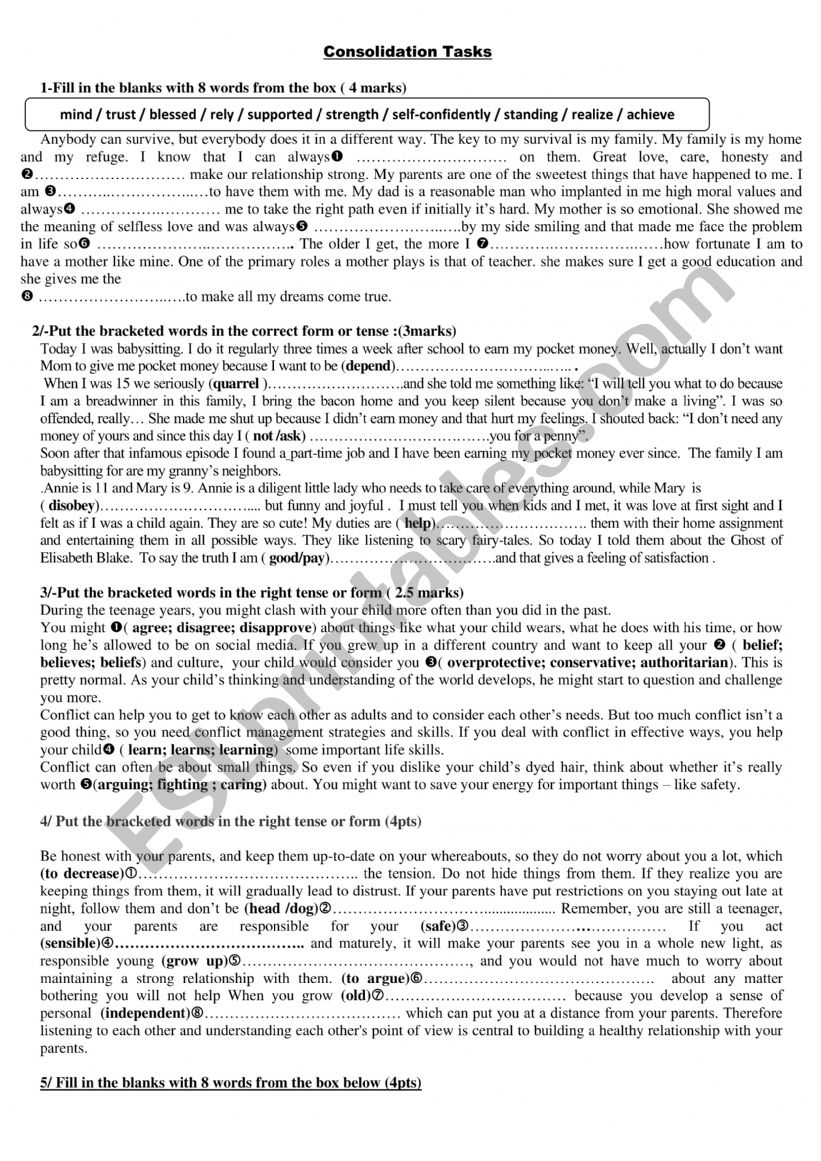 tasks covering module 1 worksheet