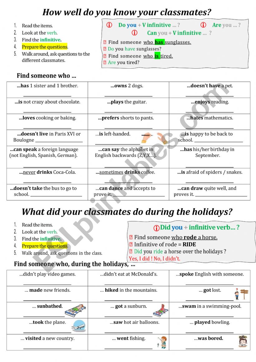 FIND SOMEONE WHO worksheet