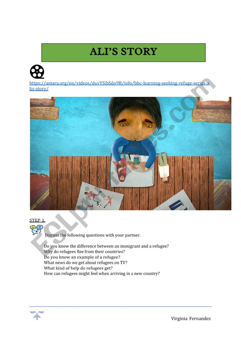 ALI�S STORY worksheet