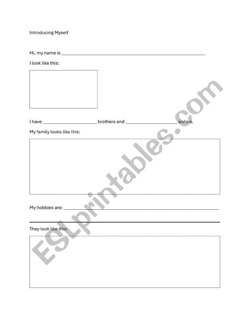 Introduction of Myself worksheet