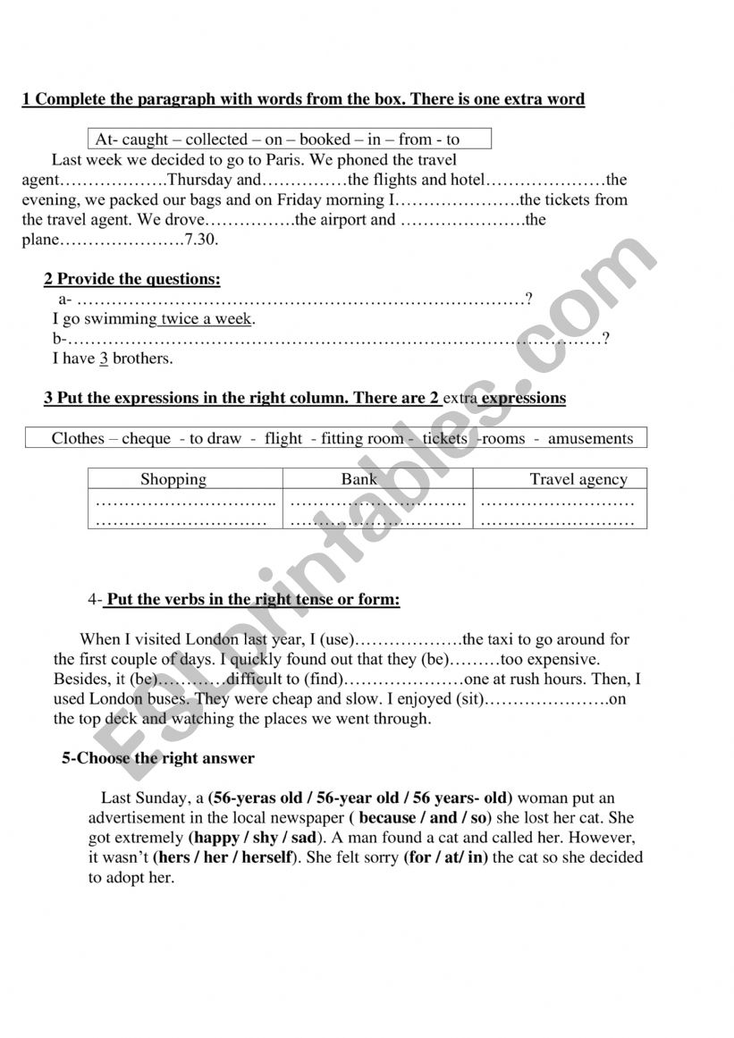 rreview 8th form worksheet