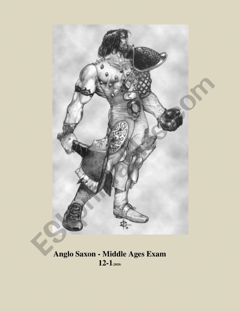 Anglo Saxon Middle Ages Exam worksheet