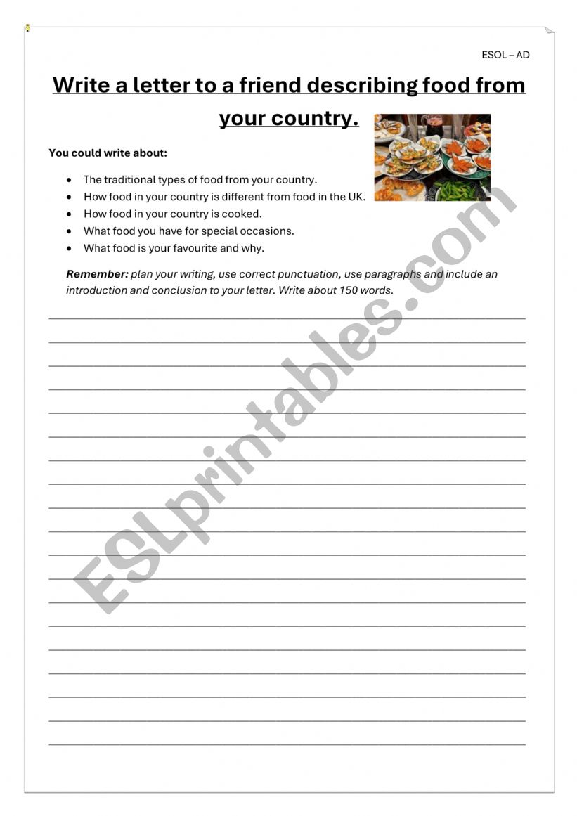 Food from my country - free writing