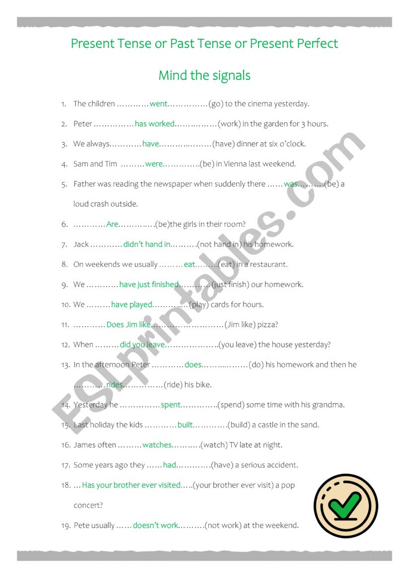 Present, Past or Present Perfect