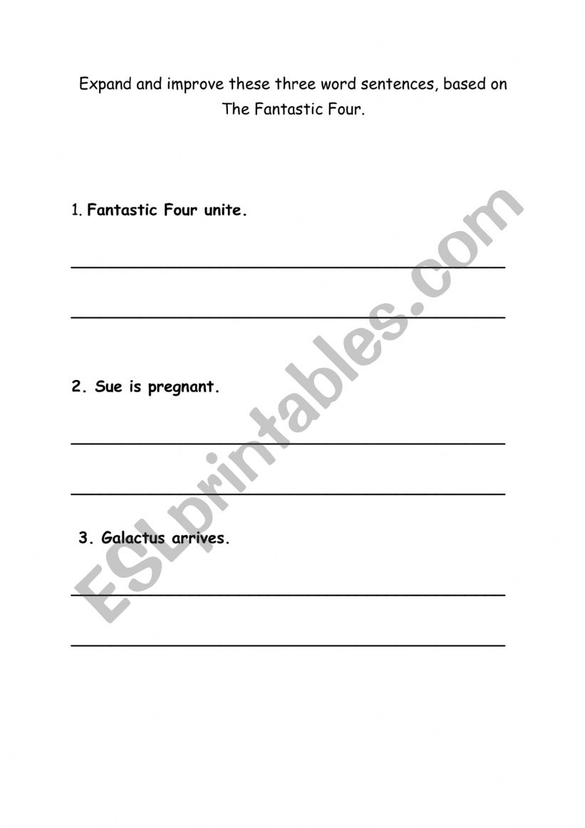 Expand three word sentences based on �The Fantastic Four�