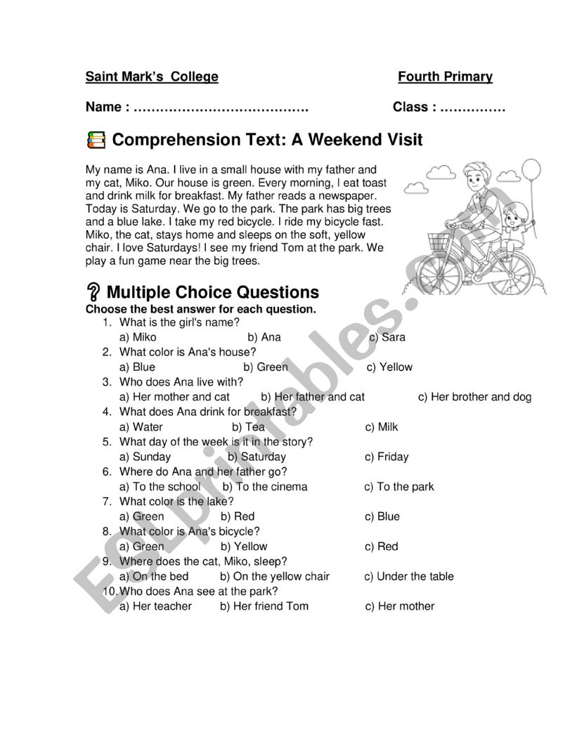 Reading Comprehension worksheet