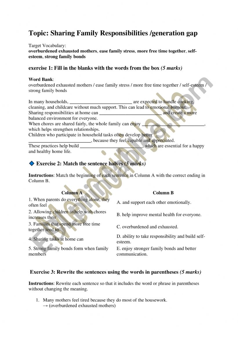 module 1 9th form revision worksheet
