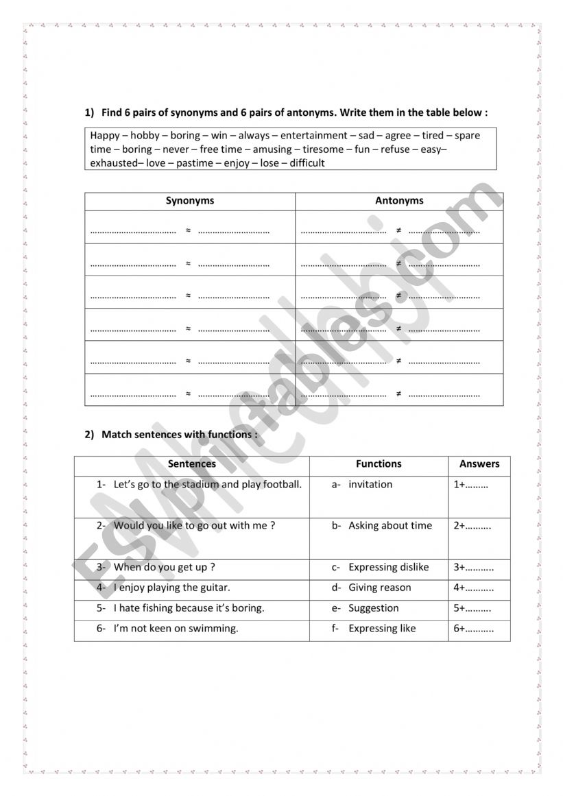 synonyms and opposites worksheet synonyms and opposites worksheet
