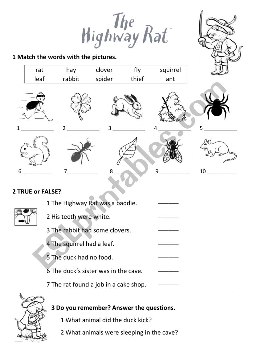 The Highway Rat worksheet worksheet