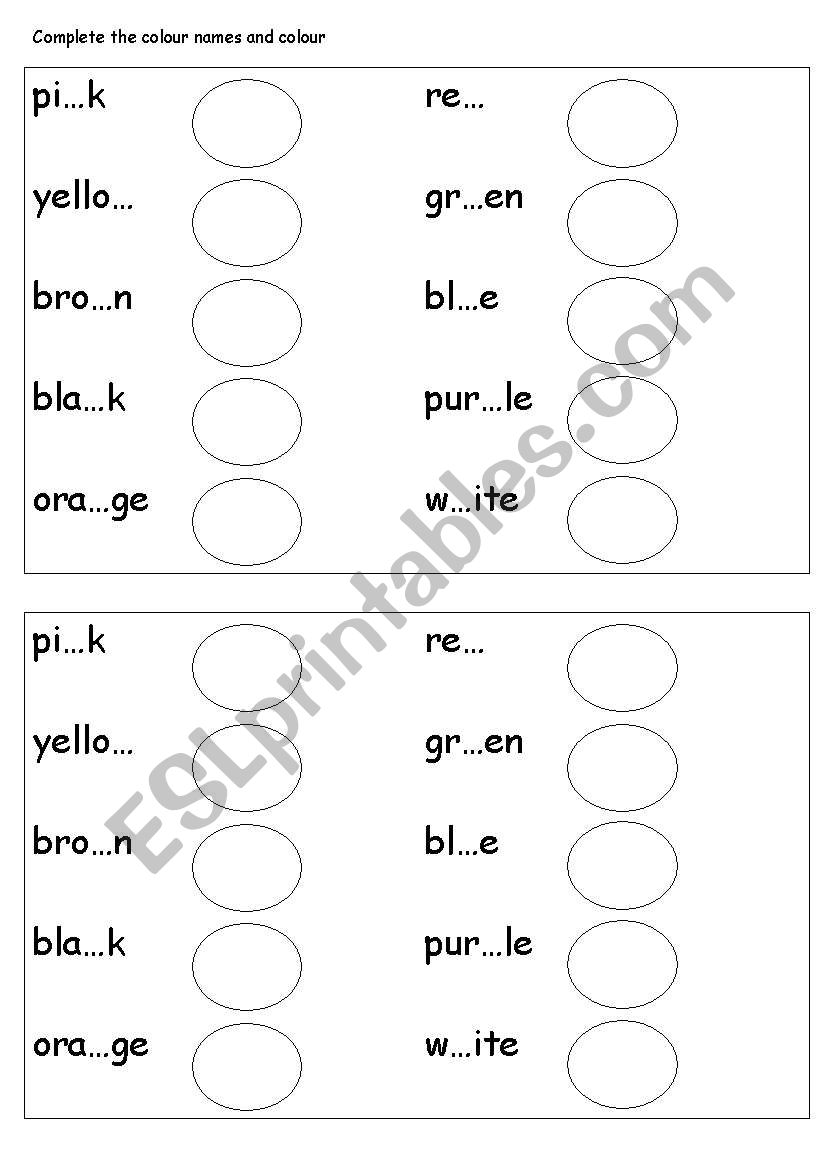 learn the colours worksheet