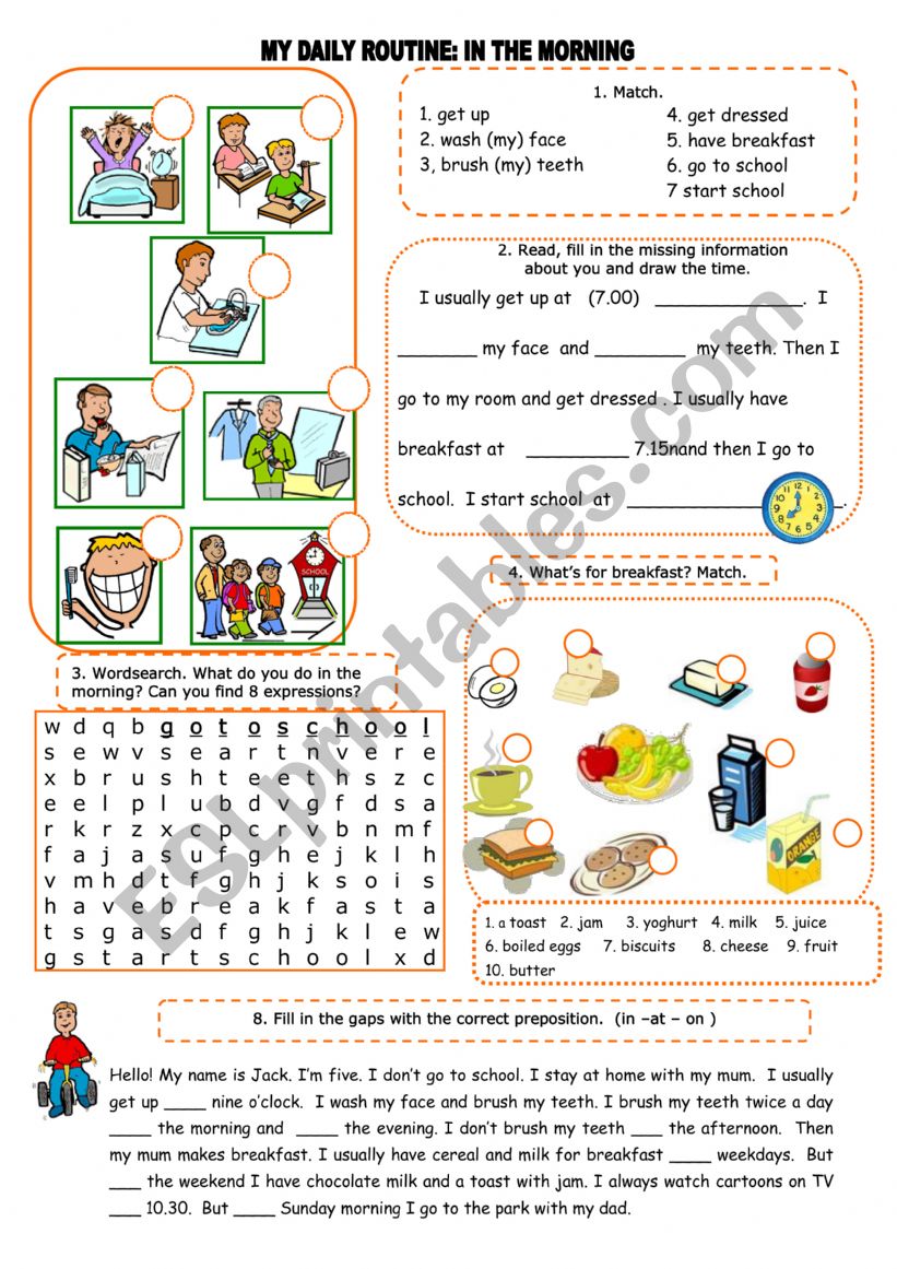 daily routines worksheet