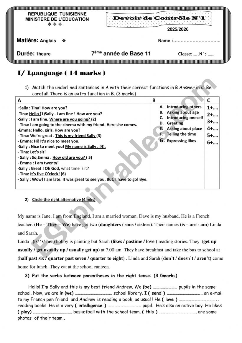 Midterm 1 7th form worksheet