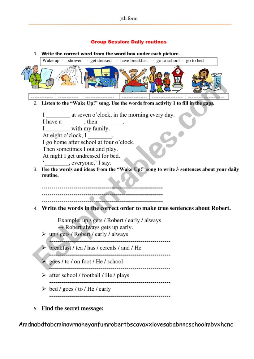 Daily routines  worksheet