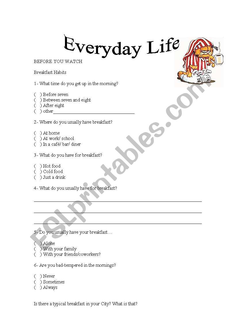 Everyday Life worksheet